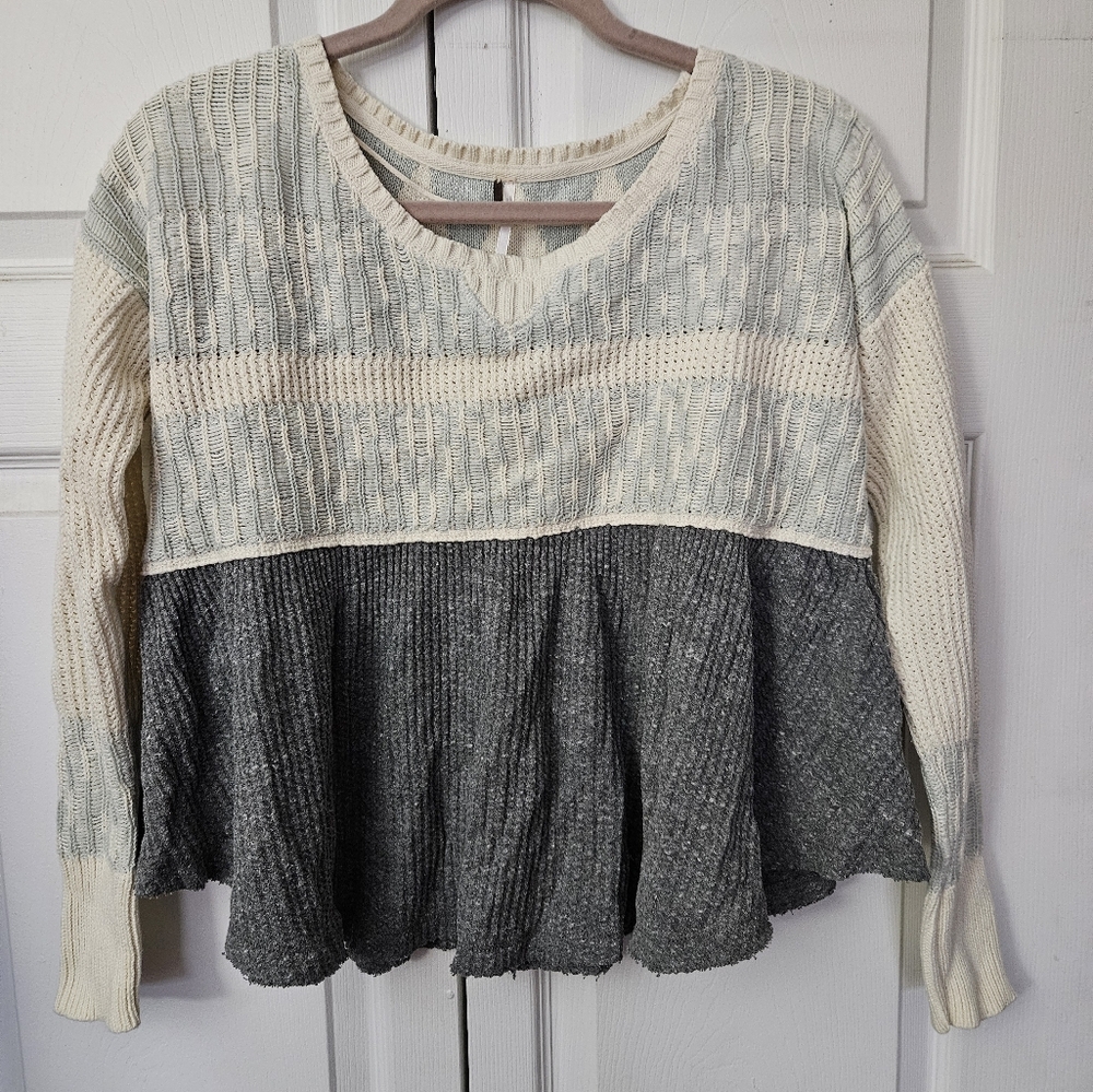 Free People Two-Tone Knit Sweater